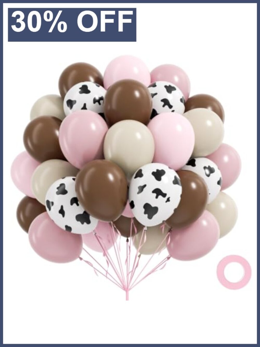 Cow Print Balloons 60pc 12in Latex Party Decor Set Brown Sand White